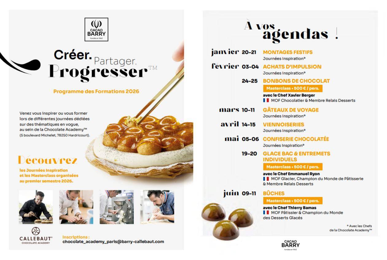 Calendrier des Formations Chocolate Academy France 2026