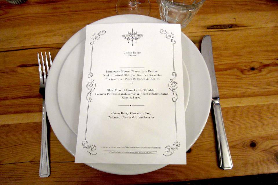The menu of the evening