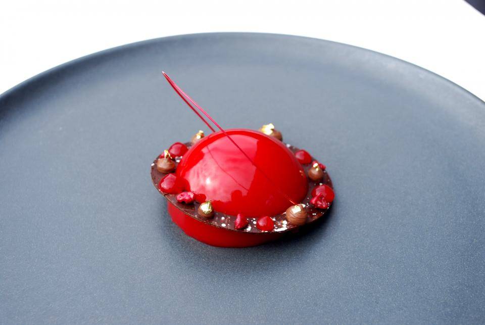 Reece Collier's Peanut Butter and Jelly dessert with Cacao Barry Or Noir chocolate